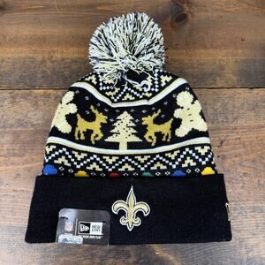 New Era New Orleans Saints Holiday Christmas Knit Pom Pom Beanie ONE SIZE NEW
